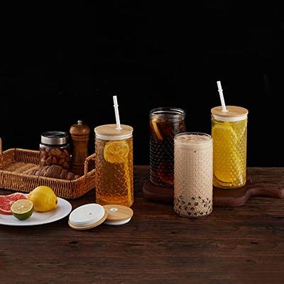 Hyperspace 4Pack Glass Tumblers with Bamboo Lids and Straws, 24 OZ Wide  Mouth Mason Jar Drinking Glasses Travel Bottles with Varitey of Patterns  for Multi Use - Yahoo Shopping