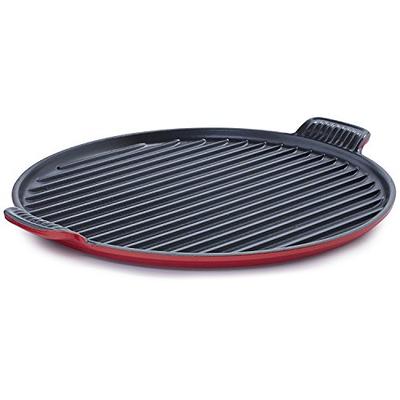 MegaChef 14 Inch Square Enamel Cast Iron Grill Pan in Red with