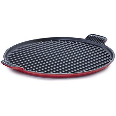 MegaChef 14 Inch Square Enamel Cast Iron Grill Pan in Red with Press -  9456170