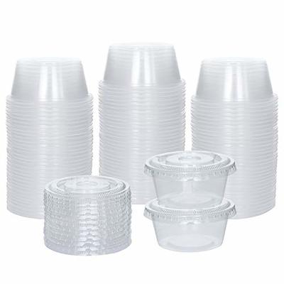 100 Sets 5.5 oz Small Plastic Containers with Lids, Jello Shot Cups with  Lids, Disposable Portion Cups, Condiment Containers with Lids, Souffle Cups  for Sauce and Dressing 100 5.5 oz.