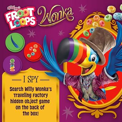 Willy Wonka Froot Loops Cold Breakfast Cereal, Turns Milk Berry-licious,  Breakfast Snacks, Berry-licious, 7.8oz Box (1 Box)