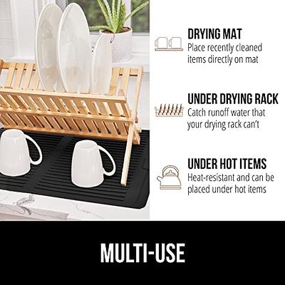 Aluminum Compact Dish Drying Rack with Microfiber Drying Mat