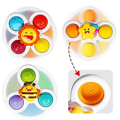 Suction Cup Spinner Toy for Baby 1 2 Year Old, 3PCS Spinner Sensory Toys  for Toddlers 1 3, Cartoon Baby Fidget Spinners Toys 12 Months Kids, High