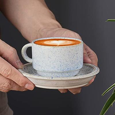 JIEMEI HOME Porcelain Stackable Espresso Cups with Saucers and