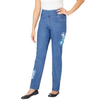 Plus Size Women's Side-Elastic Straight-Leg Perfect Jean by Woman Within in  Light Stonewash (Size 14 W) - Yahoo Shopping