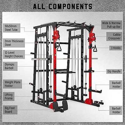  Mikolo Smith Machine, 2000LBS Multifunctional Squat Rack with  LAT Pull Down System&Cable Crossover Machine for Home Gym, Power Cage with  Dip/Leg Raise Attachments, Free Handles, Band Pegs（Black） : Sports &  Outdoors