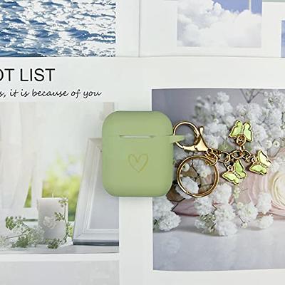 AIIEKZ Compatible with AirPods Case Cover, Soft Silicone Case with Gold  Heart Pattern for AirPods 2&1 Generation Case with Cute Butterfly Keychain  for Girls Women (Matcha Green) - Yahoo Shopping