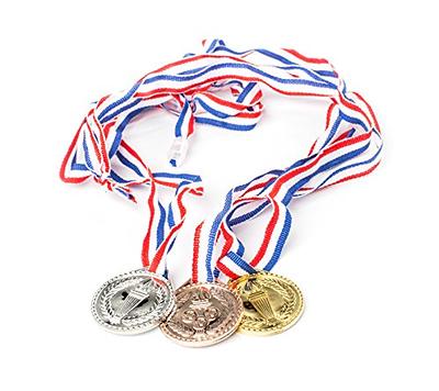 3PCS Metal Award Medals with Neck Ribbon Gold Silver Bronze Style