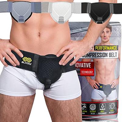 BraceAbility Inguinal Hernia Belt - Supportive Groin Pain Truss With  Removable Left and Right Compression Pads For Pre or Post-Surgical Scrotal