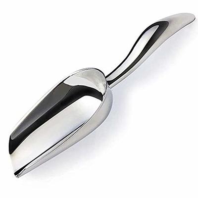 Metal Ice Scoop 6 Oz，Kitchen Ice Scooper for Ice Maker, Small Food Scoops  for Bar Party Wedding Pet Dog Food, Stainless Steel Silver