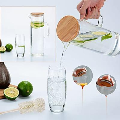 hjn Glass Water Pitcher with Wood Lid Water Carafe with Handle - Fridge  Glass Jug for Hot/Cold Water & Iced Tea Beverage, juice - Yahoo Shopping