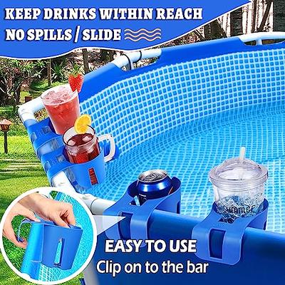 4 Pack Poolside Cup Holder Above Ground Pool Drink Holder No Spill Drink  Holder Pool Phone Holder Cup Holder (Blue) 