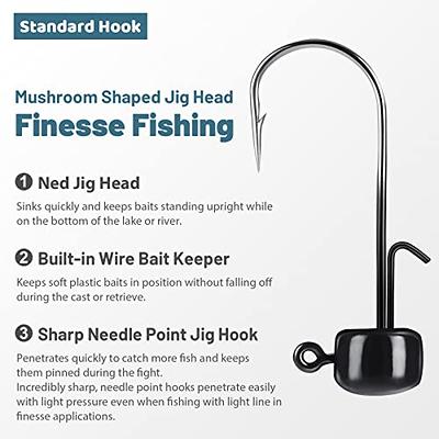 MadBite Ned Rig Jig Hook Kits, Finesse Mushroom Jig Heads for Soft