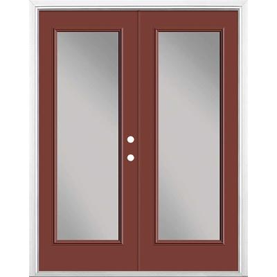 Masonite 72 in. x 80 in. Willow Wood Steel Prehung Right-Hand Inswing 10-Lite Clear Glass Patio Door Without Brickmold