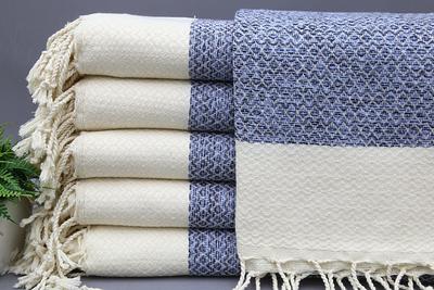 Chakir Linen Stripe Turkish Cotton Hand Towel Set, Set of 6, White 