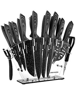 Dockorio Kitchen Knife Set with Block, 19 PCS High Carbon Stainless Steel  Sharp Kitchen Knife Set includes Serrated Steak Knives Set, Chef Knives,  Bread Knife, Scissor, Sharpener, all in one Knife Set 