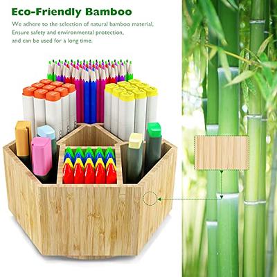 Bamboo Art Supply Organizer, Back to School Supplies, Hold 350+ Pencils,  Rotating School Supplies Holder for Pen, Colored Pencil, Art Brushes,  Desktop Storage Caddy for Classroom & Art Studio - Yahoo Shopping