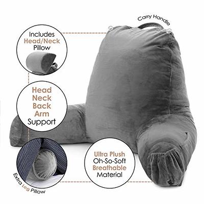 Nestl Reading Pillow Standard Bed Pillow, Back Pillow for Sitting in Bed  Shredded Memory Foam Chair Pillow, Reading & Bed Rest Pillows Grey Back