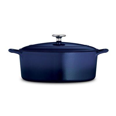 GET Heiss 2.5 Qt. Cobalt Blue Enamel Coated Cast Aluminum Round Dutch Oven  with Lid CA-011-CB/BK/CC