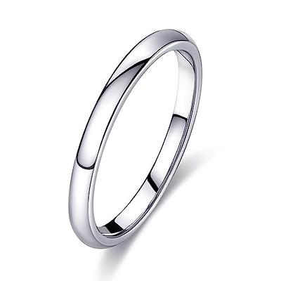 Simple Stainless Steel Band Rings for Women Men, Cool Silver Men's Ring  Pack, Black Wedding Pormise Band Ring Set(Size 6)