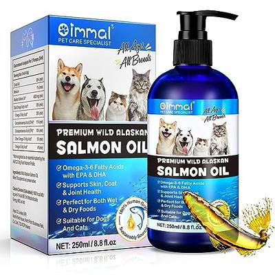 Pure Wild Alaskan Salmon Oil for Dogs, Cats, Ferrets - 32 oz Liquid Omega 3  Fish Oil, Pump on Food - Unscented All Natural Supplement for Skin and