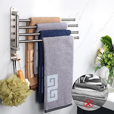 Swivel Towel Rack Home Kitchen Bathroom Decor Stainless Steel With Hook  White 180 Rotary Black Save Space