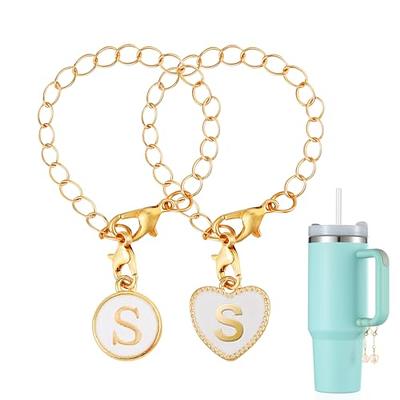 flewfun 2 Pcs Letter Charm Accessories for Stanley Tumbler Cup, ID Initial  Letter Charm Personalized Chain, Water Bottle Charms for Handle  Identification (White/Black) (O) - Yahoo Shopping