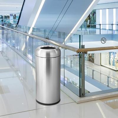 WICHEMI Trash Can Outdoor Indoor Garbage Enclosure, Commercial Trash Bin  with Lid Open Top Inside Cabinet Large Metal Garbage Can Stainless Steel