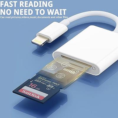 SD Card Reader for iPhone iPad Camera, Dual Card Slot Memory Card Reader  Supports SD and TF Card Trail Camera Viewer Sd Card Adapter Micro Sd Card  Reader No Application Required Plug