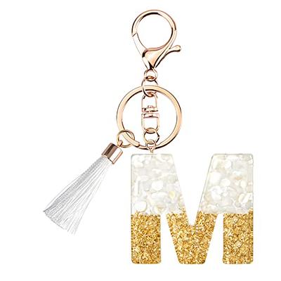 Geode Style Colorful Gold and Silver Resin Letter Keychains