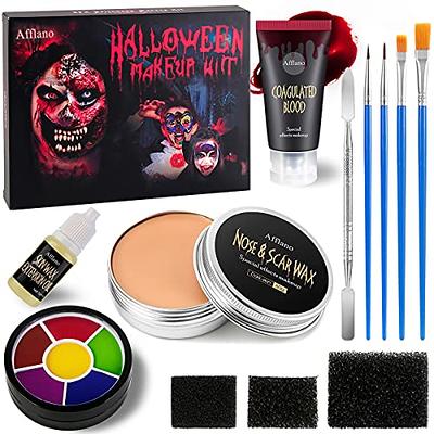 DELISOUL Professional Special Effects SFX Makeup Kit,12 Colors Face Body  Paint Palette,Wound Modeling Scar Wax,Coagulated Fake Blood,10 Purple