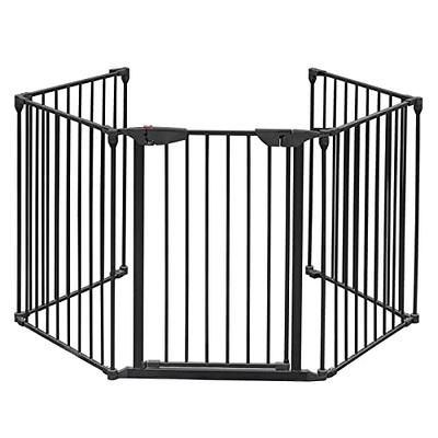 Bonnlo 120 Inches Wide Configurable Baby Gate Fireplace Safety Fence/Guard  Adjustable 5-Panel Metal Play Yard for Toddler/Pet/Dog Christmas Tree