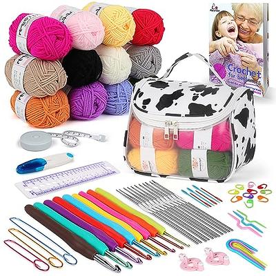 DiyerClub Crafts Crochet Hooks Set with Large Knitting Yarn Storage Bag - Complete Crochet Kit with Accessories for Beginners - Knitting Hook