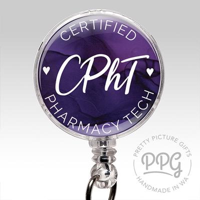 Badge Reel, Certified Pharmacy Technician Retractable Holder, Cpht