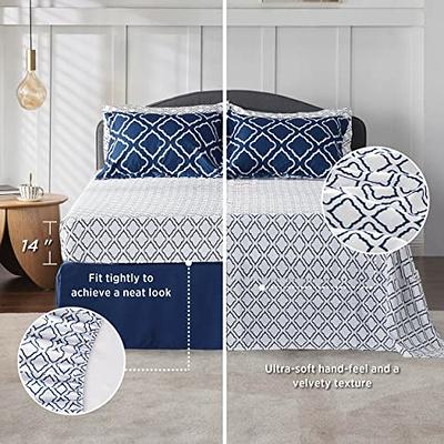  Bedsure Bed in a Bag Full Size 7 Pieces, Navy White