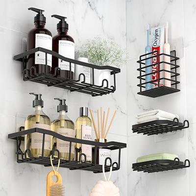 Moforoco Shower Caddy Shelf Organizer Rack(2pack) Self Adhesive Black  Bathroom Shelves Basket Home Wall Shower Inside Organization And Storage  Decor