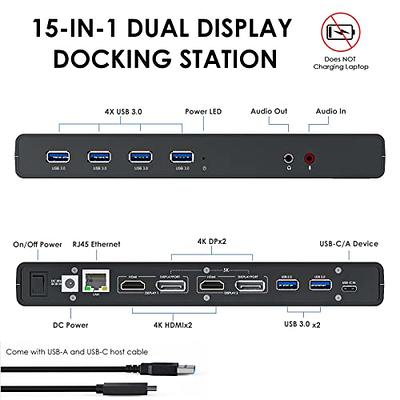  GIQ USB C hub USB 3.0 to Dual HDMI VGA Adapter Triple Display  Laptop Docking Station Dual Display Compatible for MacBook M1 USB  Dock-Black : Electronics