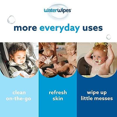 WaterWipes Plastic-Free Original Baby Wipes, 99.9% Water Based Wipes,  Unscented & Hypoallergenic for Sensitive Skin, 240 Count (4 packs),  Packaging May Vary