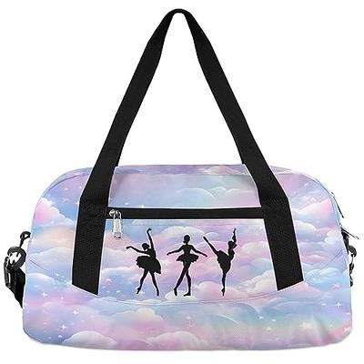 Dance Bag Girls Gymnastics Bag Kids Overnight Duffle Bag Unicorn Gym Sports  Ballet Bag with Shoe Compartments, Kids Travel Weekender Sleepover Carry