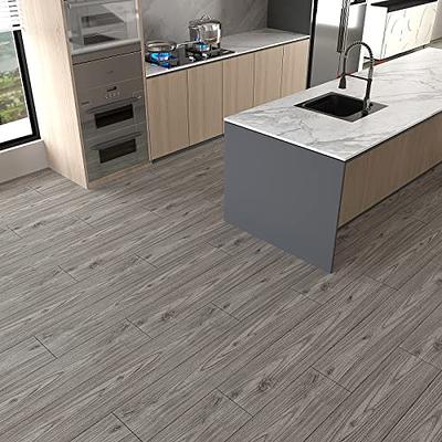 VEELIKE 6''x36'' Beige Grey Peel and Stick Floor Tile Waterproof