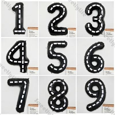 Silver & Black 1st Birthday Decorations for Baby 40 Number Balloon