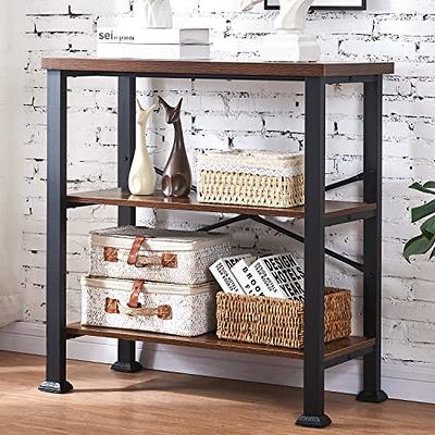 Home Office 4-Tier Bookshelf, Simple Industrial Bookcase Standing Shelf  Unit Storage Organizer with 4 Open