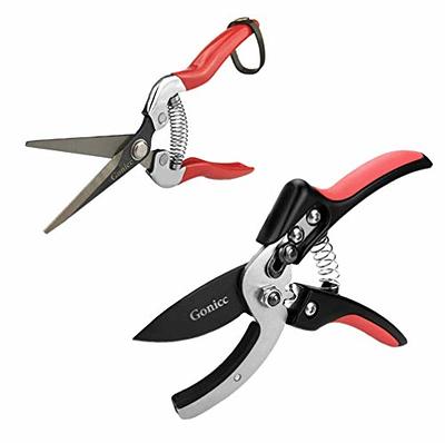 gonicc 8.5 inch Professional Rotating Bypass Titanium Coated Pruning Shears(GPPS-1014), Secateurs, Scissors, Pruners with Heavy Duty SK5 Blade. Soft