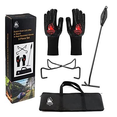 IPROUDER Dutch Oven Lid Lifter, Dutch Oven Lid Stand and Heat Resistant  Gloves, Pot Stand, Trivet for Camping, Dutch Oven Tool Combo, Camp Cooking  Accessories - Yahoo Shopping