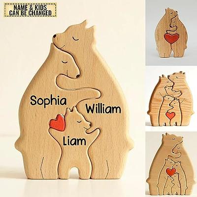 Puzzle Famille Ours en Bois,Personalized Bear Family Wooden Art