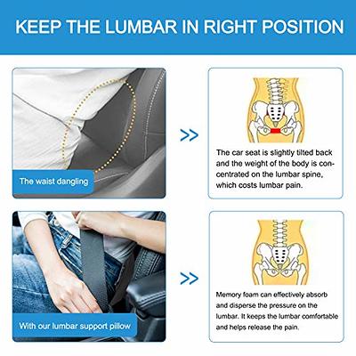 BestEvMod Car Seat Cushion Lumbar Support Pillow for Car l,Memory Foam  Linen Material Lumbar Cushion Relieve Back Fatigue Fit for Most Car