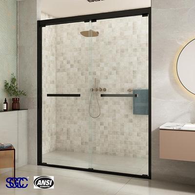 Delta Exuma 60 in. W x 76 in. H Frameless Sliding Shower Door in Matte Black with 3/8 in. (10mm) Tempered Clear Glass