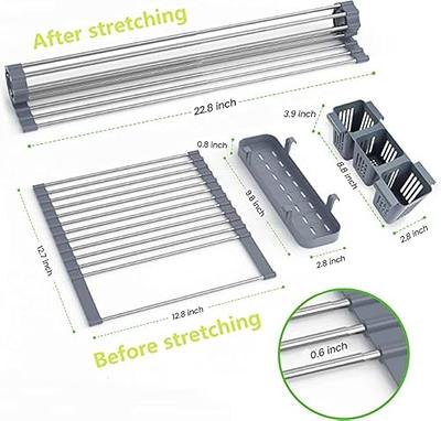 Over The Sink Stainless Steel Roll up Dish Drying Rack, Expandable from  12.8 to 22.8 in Length. 4 PC Set as Pictured. Multiple uses - Yahoo  Shopping