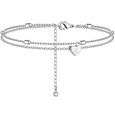  ChicSilver Personalized Initial Bracelet for Women 925