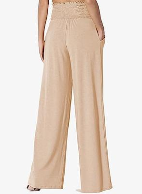 Fashion （Set）OOTN Khaki Pleated Wide Leg Pants Women Trousers Elegant Casual  Palazzo Pants Elastic High Waist Ruched Oversized Pants Ladies WJu